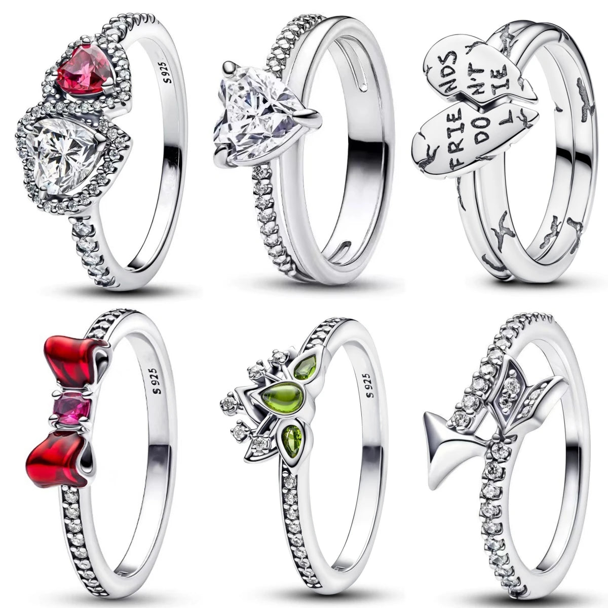 New 925 Silver Rings Love Arrow Bow Lotus Heart For Women Mother Original Silver 925 Wedding Valentine's Day Ring Jewelry Gift